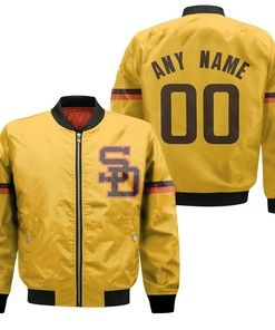 MLB San Diego Padres Custom Name Number Golden Bomber Jacket
