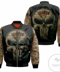 MLB San Francisco Giants Camouflage Skull American Flag Bomber Jacket