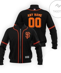 MLB San Francisco Giants Custom Name Number Black Bomber Jacket