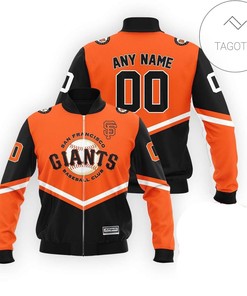 MLB San Francisco Giants Custom Name Number Orange Bomber Jacket