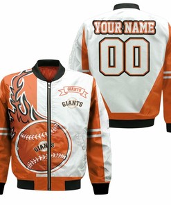 MLB San Francisco Giants Custom Name Number Orange White Bomber Jacket