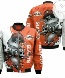 MLB San Francisco Giants Jack Skellington And Zero Bomber Jacket