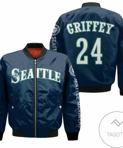 MLB Seattle Mariners 24 Griffey Navy Bomber Jacket