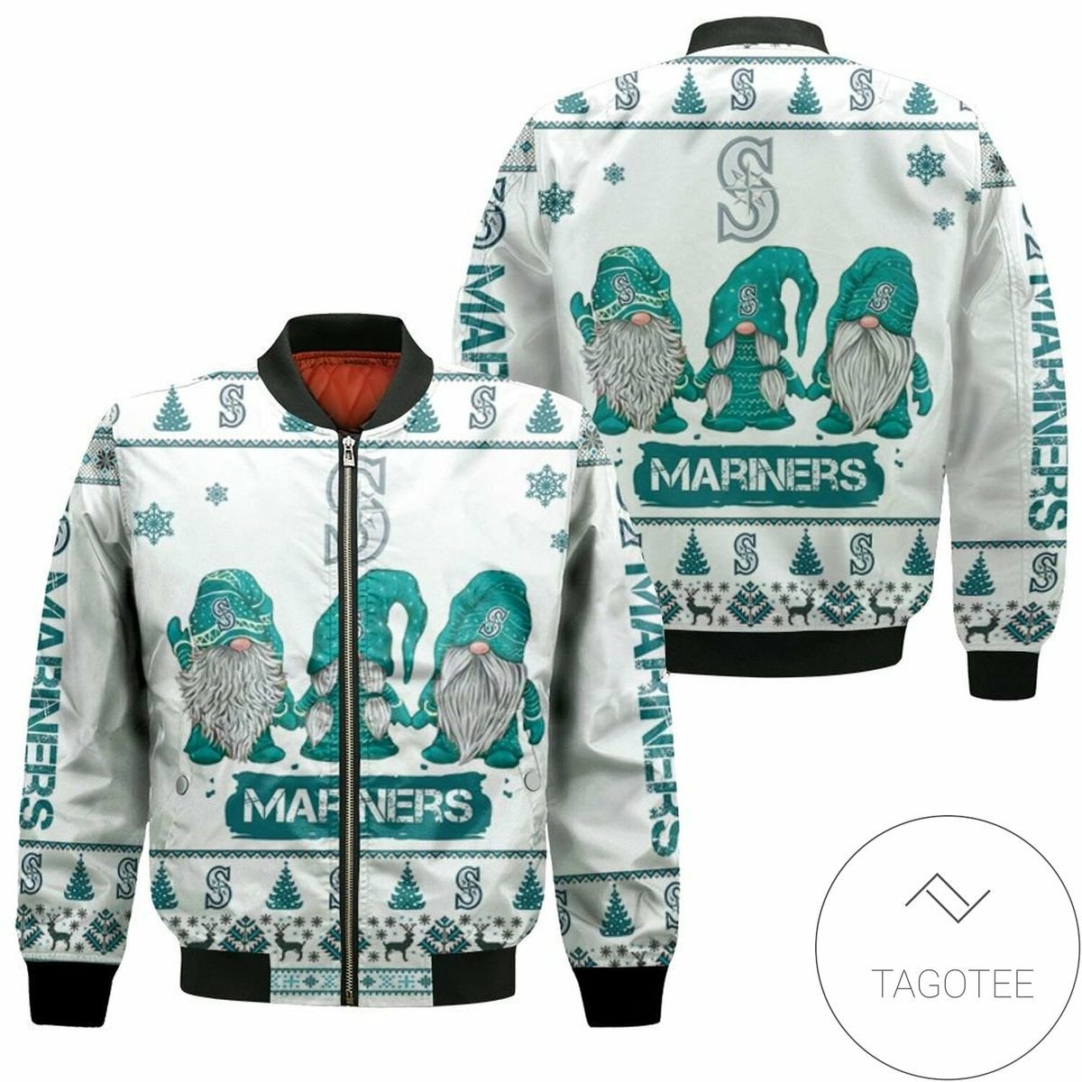 MLB Seattle Mariners Christmas Gnomes Bomber Jacket