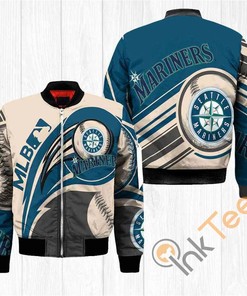 MLB Seattle Mariners Gray Green Bomber Jacket