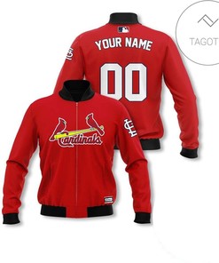 MLB St. Louis Cardinals Custom Name Number Red Bomber Jacket