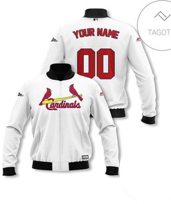MLB St. Louis Cardinals Custom Name Number White Bomber Jacket