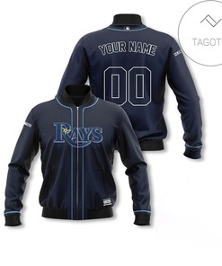 MLB Tampa Bay Rays Custom Name Number Navy Bomber Jacket