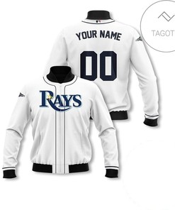 MLB Tampa Bay Rays Custom Name Number White Bomber Jacket