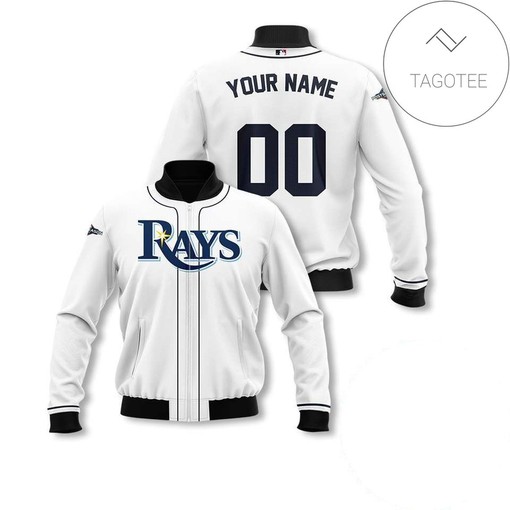 MLB Tampa Bay Rays Custom Name Number White Bomber Jacket