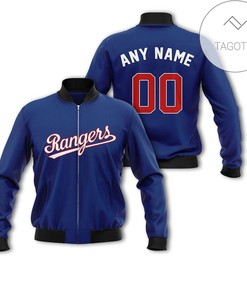 MLB Texas Rangers Custom Name Number Blue Bomber Jacket