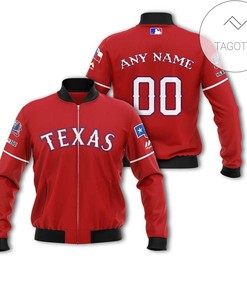 MLB Texas Rangers Custom Name Number Red Bomber Jacket