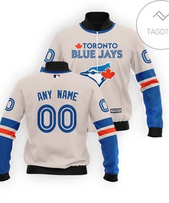 MLB Toronto Blue Jays Custom Name Number White Bomber Jacket