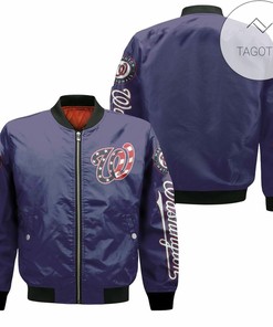 MLB Washington Nationals Blue Us Flag Bomber Jacket