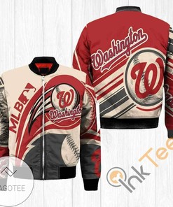 MLB Washington Nationals Red Gray Bomber Jacket