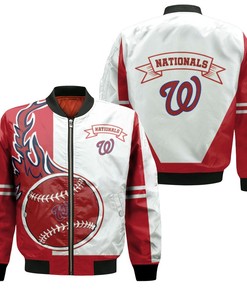 MLB Washington Nationals Red White Bomber Jacket