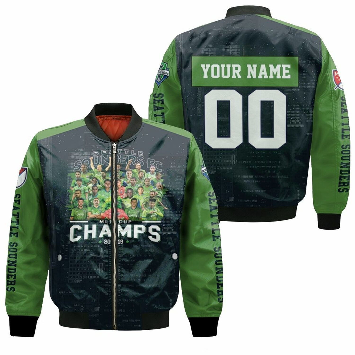 MLS Seattle Sounders FC Champions 2019 Custom Name Number Bomber Jacket
