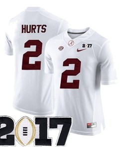Male Alabama Crimson Tide #2 Jalen Hurts White College Football Jersey