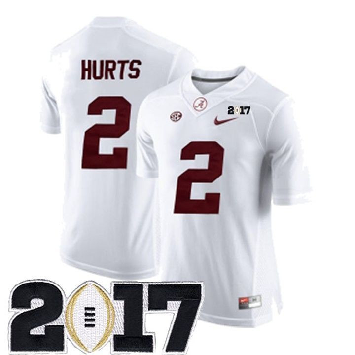 Male Alabama Crimson Tide #2 Jalen Hurts White College Football Jersey