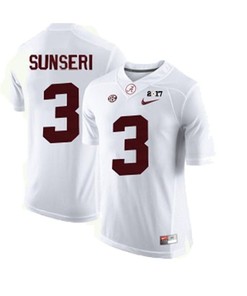 Male Alabama Crimson Tide #3 Vinnie Sunseri White College Football Jersey