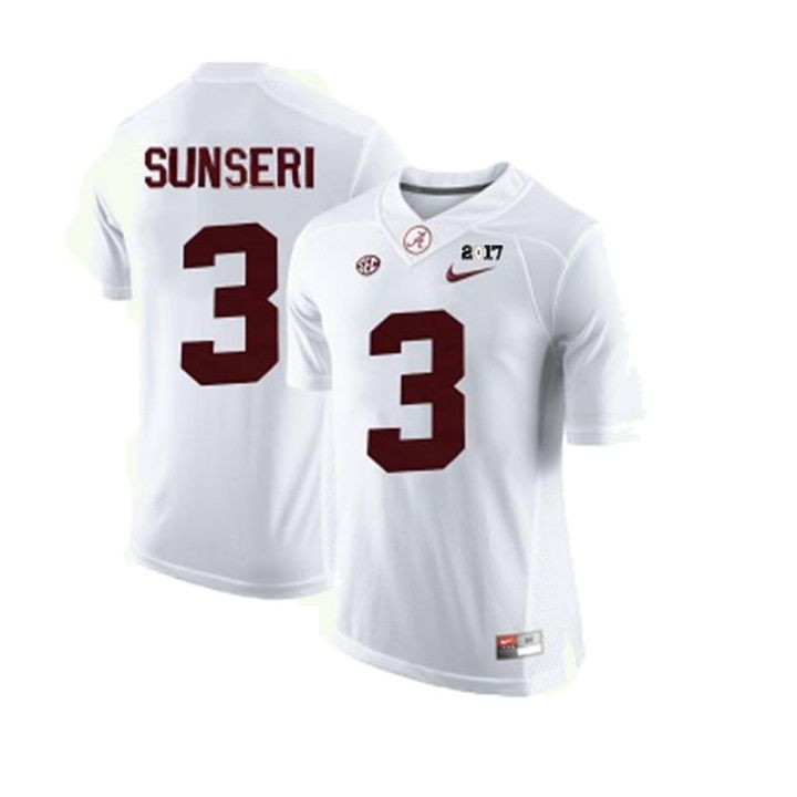 Male Alabama Crimson Tide #3 Vinnie Sunseri White College Football Jersey