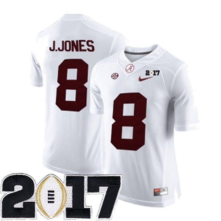 Male Alabama Crimson Tide #8 Julio Jones White College Football Jersey