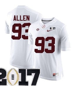 Male Alabama Crimson Tide #93 Jonathan Allen White College Football Jersey