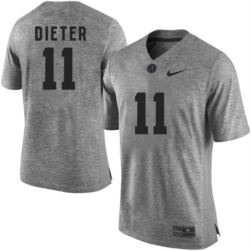 Male Alabama Crimson Tide Gray Gehrig Dieter NCAA Football Gridiron Gray Limited Jersey