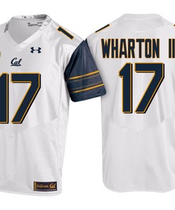 Male Cal Bears White Vic Wharton III PAC-12 College Football New-Season Road Jersey