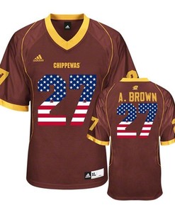 Male Central Michigan Chippewas Maroon Antonio Brown NCAA Football Fashion Jersey