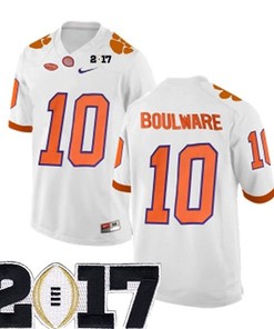 Male Clemson Tigers #10 Ben Boulware White College Football Jersey