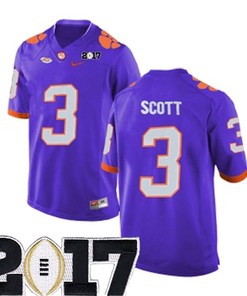 Male Clemson Tigers #3 Artavis Scott Purple College Football Jersey