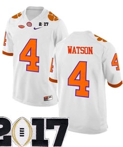 Male Clemson Tigers #4 Deshaun Watson White College Football Jersey