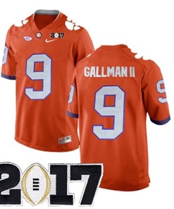 Male Clemson Tigers #9 Wayne Gallman II Orange College Football Jersey