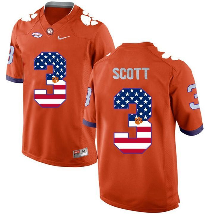 Male Clemson Tigers Orange Artavis Scott NCAA Football Fashion Jersey
