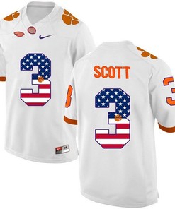 Male Clemson Tigers White Artavis Scott NCAA Football Fashion Jersey