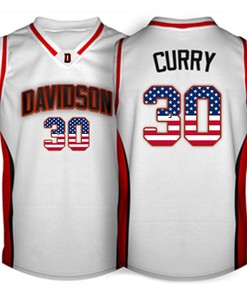 Male Davidson Wildcats White Stephen Curry NCAA College Basketball Jersey
