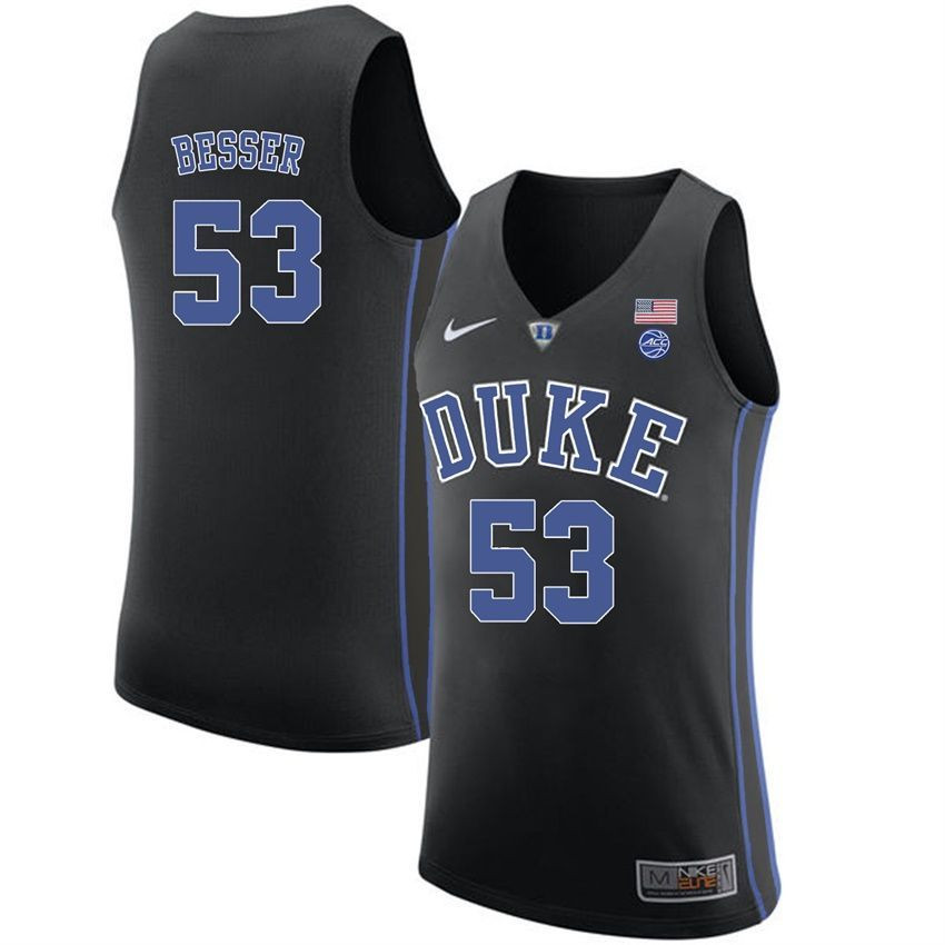 Male Duke Blue Devils Black Brennan Besser College Basketball Performance Jersey