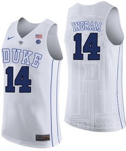 Male Duke Blue Devils White Brandon Ingram College Basketball Performance Jersey