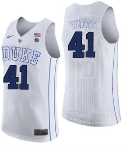 Male Duke Blue Devils White Jack White College Basketball Performance Jersey