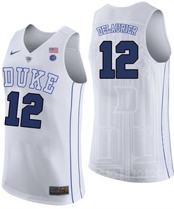 Male Duke Blue Devils White Javin DeLaurier College Basketball Performance Jersey