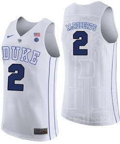 Male Duke Blue Devils White Josh McRoberts College Basketball Performance Jersey