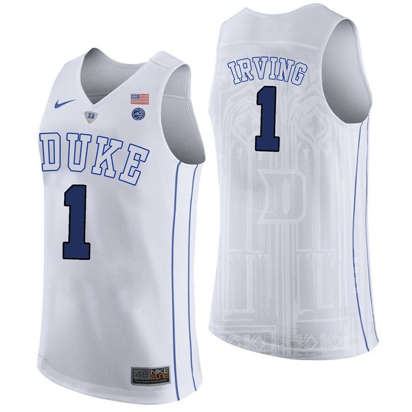 Male Duke Blue Devils White Kyrie Irving College Basketball Performance Jersey