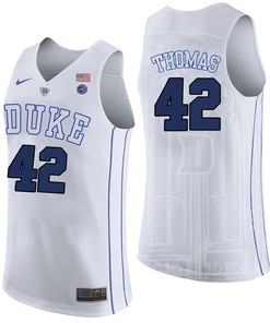 Male Duke Blue Devils White Lance Thomas College Basketball Performance Jersey
