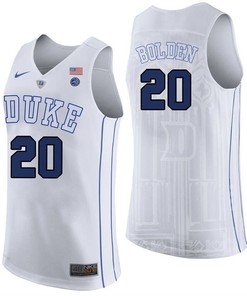 Male Duke Blue Devils White Marques Bolden College Basketball Performance Jersey