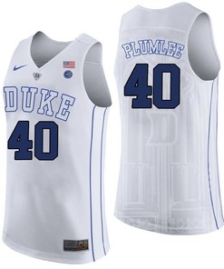 Male Duke Blue Devils White Marshall Plumlee College Basketball Performance Jersey