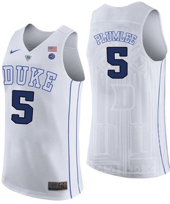 Male Duke Blue Devils White Mason Plumlee College Basketball Performance Jersey