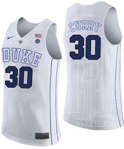 Male Duke Blue Devils White Seth Curry College Basketball Performance Jersey