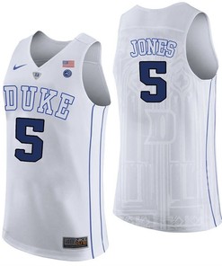 Male Duke Blue Devils White Tyus Jones College Basketball Performance Jersey