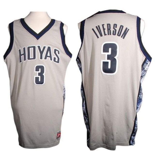 Male Georgetown Hoyas Gray Allen Iverson College Basketball Jersey ...